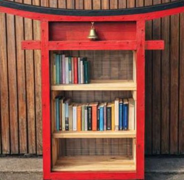 Boîte à livres en bois de réemploi